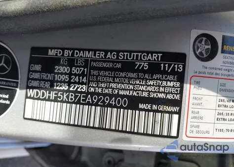 2014 Mercedes-Benz E 350 z USA, uszkodzony, nr VIN WDDHF5KB7EA929400